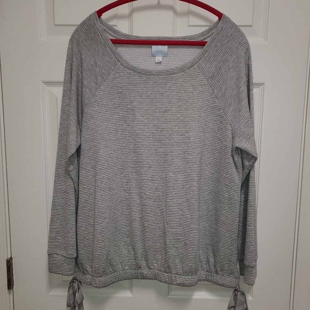 Light Gray Sparkly Top w/Side Ties